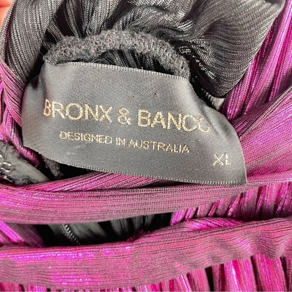 Bronx and Banco Goddess Metallic Maxi Dress Fuchsia Pink XL Formal Evening - Picture 9 of 9